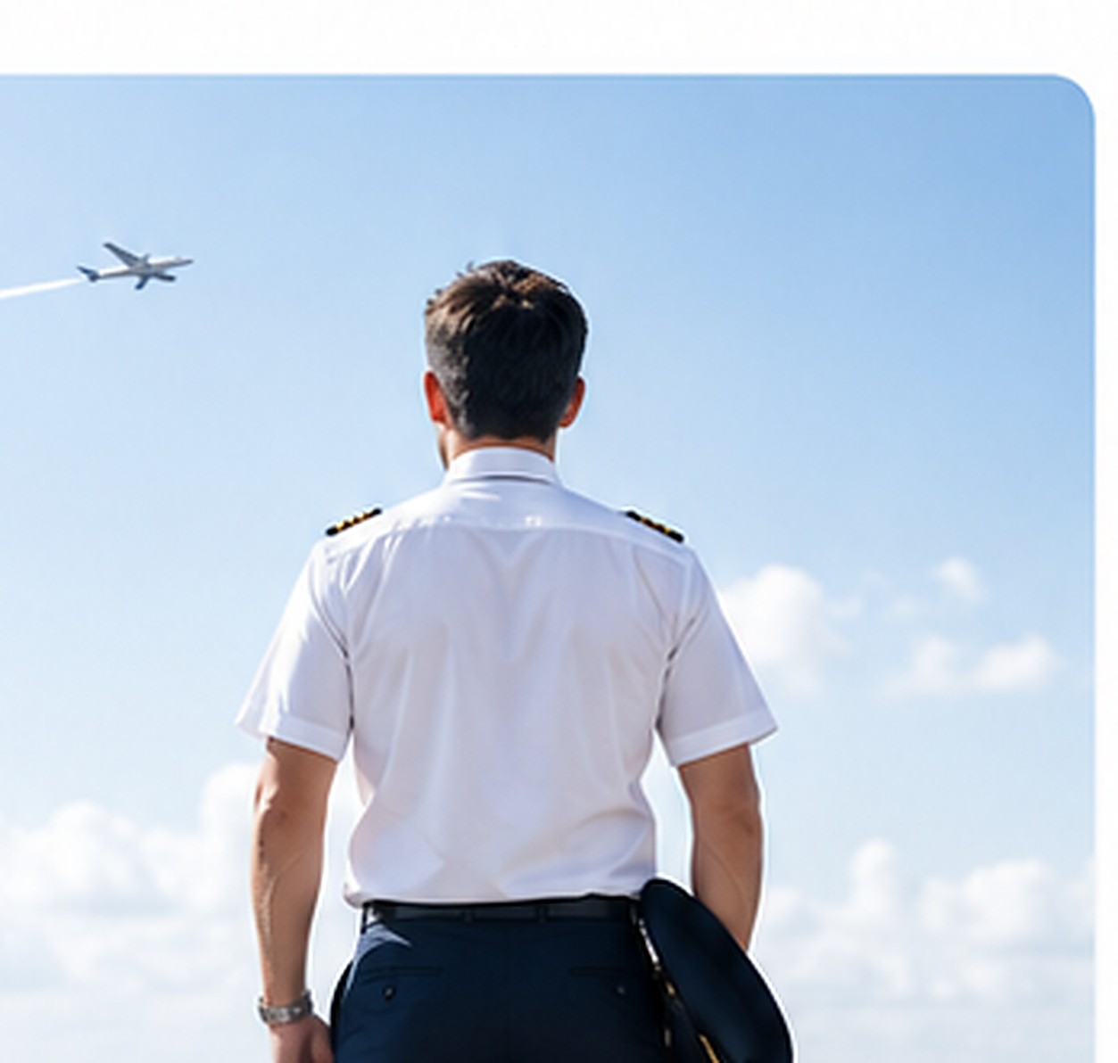 Pilot watching an aircraft climb away