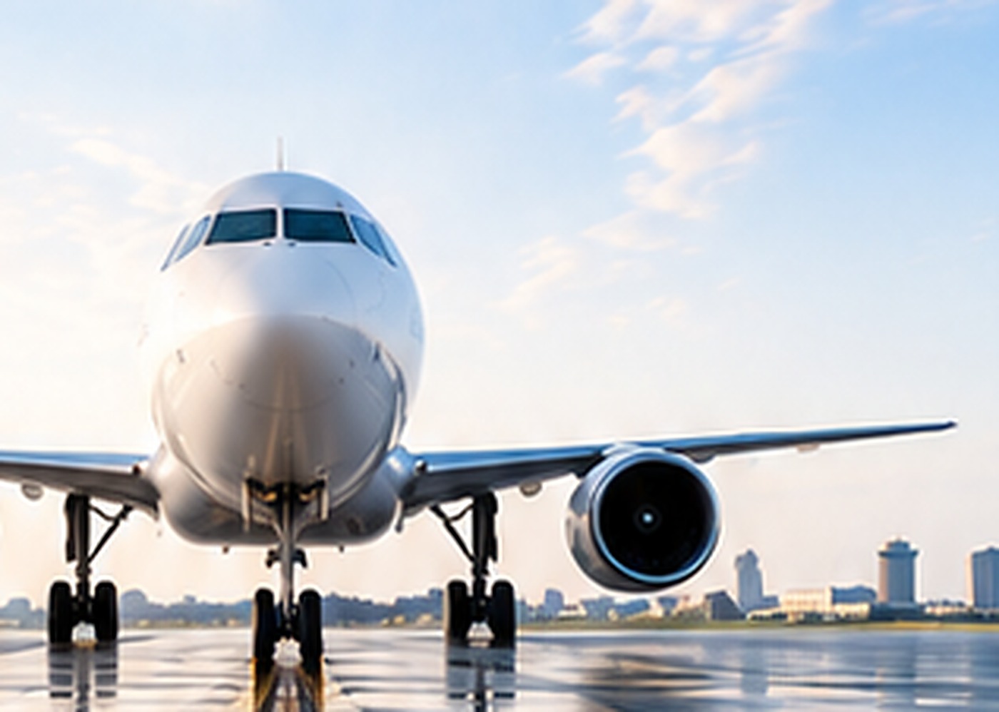 Commercial airliner operating at a major airport